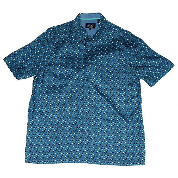Nat Nast Ritts Luxury Originals Men's Short Sleeve Button Front Shirt Size Large